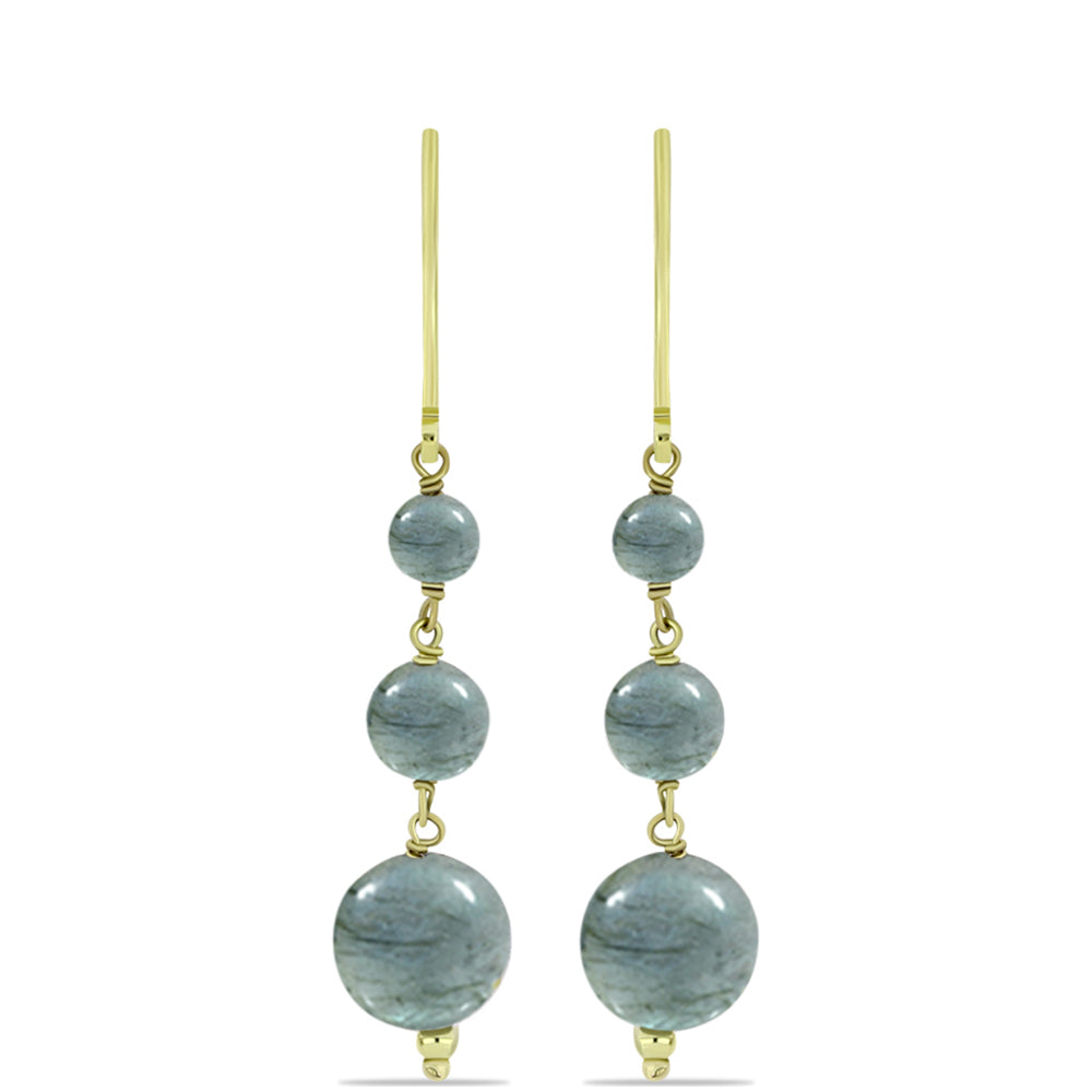 Brincos de Prata com Banho de Ouro com Labradorite 1 
