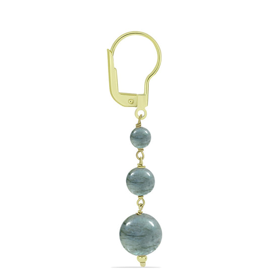 Brincos de Prata com Banho de Ouro com Labradorite