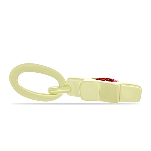 Pendente de Prata com Banho de Ouro com Moissanite Vermelho Majestoso