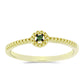 Anel de Prata com Banho de Ouro com Diamante Verde