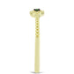 Anel de Prata com Banho de Ouro com Diamante Verde