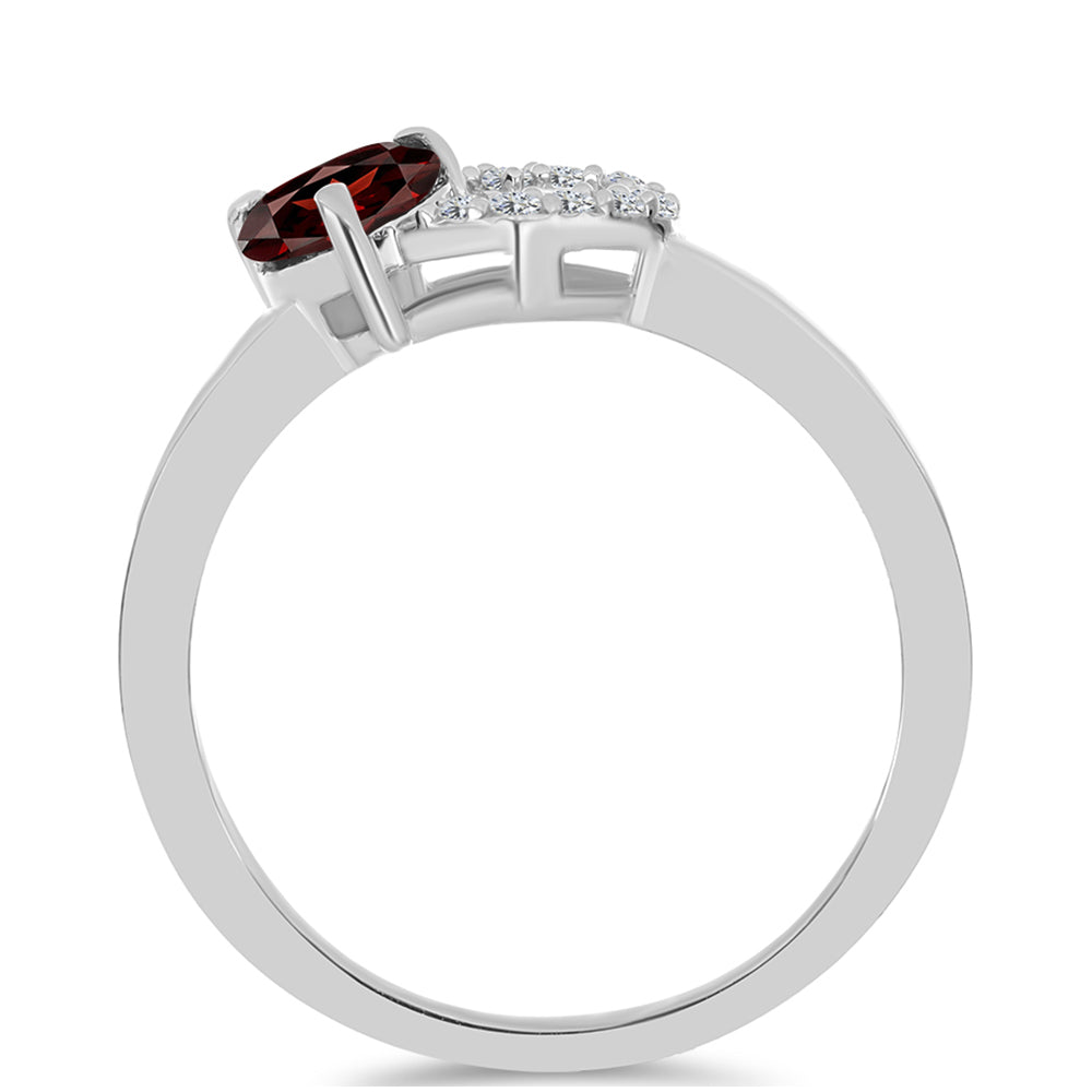 Anel de Prata com Granada de Barton e Topázio Branco 2 