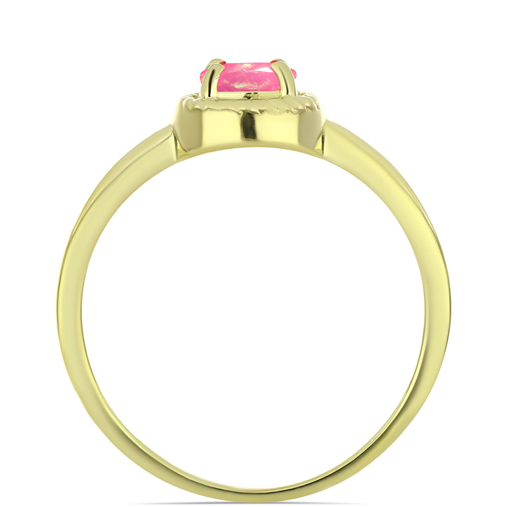 Anel de Prata com Banho de Ouro com Opala Rosa de Lega Dembi da Etiópia 2 