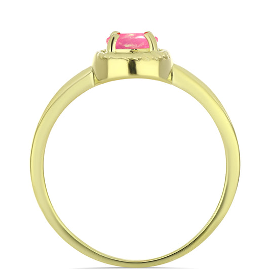 Anel de Prata com Banho de Ouro com Opala Rosa de Lega Dembi da Etiópia