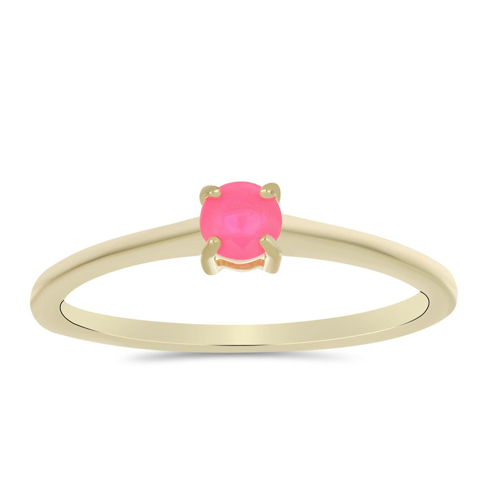 Anel de Prata com Banho de Ouro com Opala Rosa de Lega Dembi da Etiópia 3 