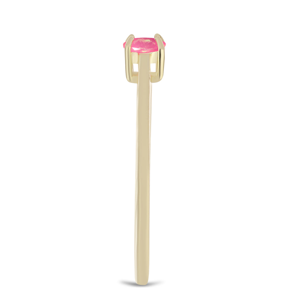 Anel de Prata com Banho de Ouro com Opala Rosa de Lega Dembi da Etiópia