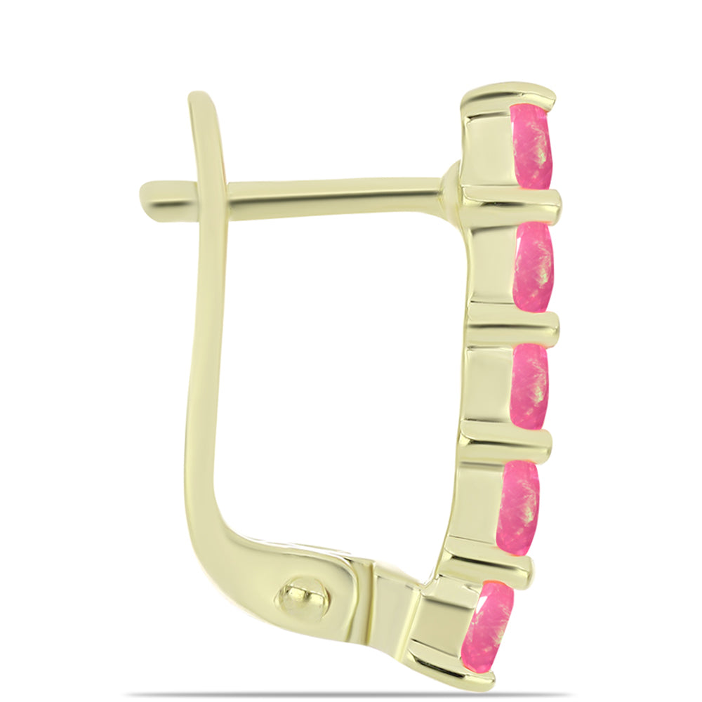 Brincos de Prata com Banho de Ouro com Opala Rosa de Lega Dembi da Etiópia 2 