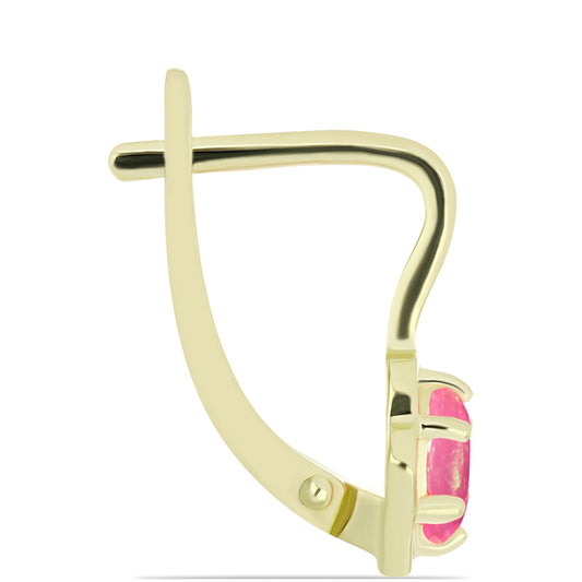 Brincos de Prata com Banho de Ouro com Opala Rosa de Lega Dembi da Etiópia