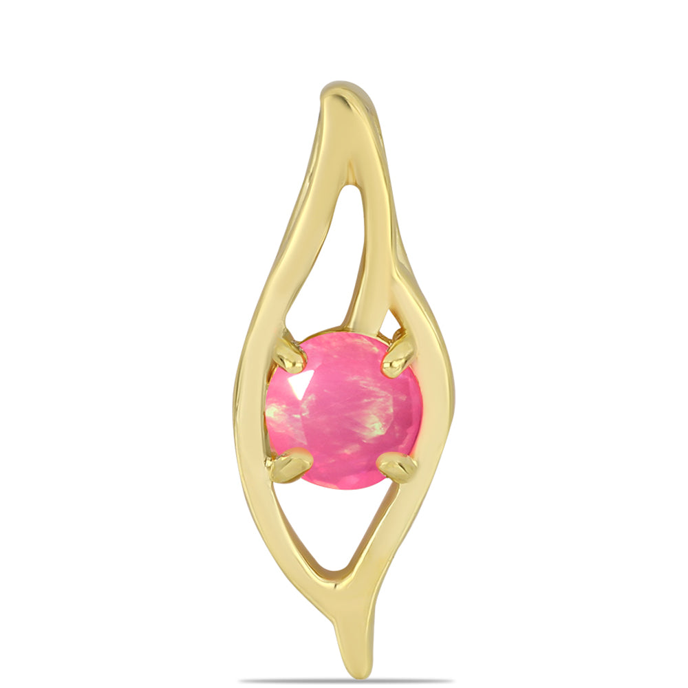 Pendente de Prata com Banho de Ouro com Opala Rosa de Lega Dembi da Etiópia