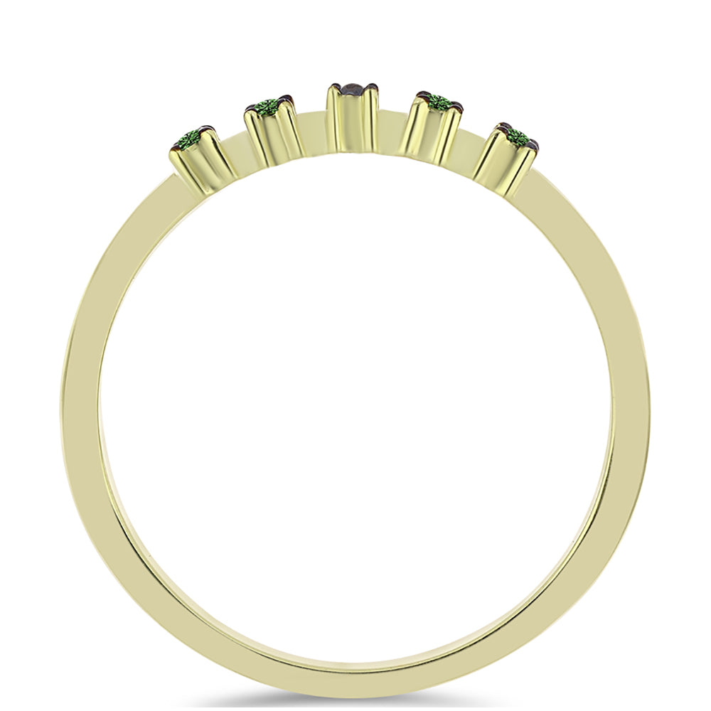 Anel de Prata com Banho de Ouro com Diamante Verde 2 