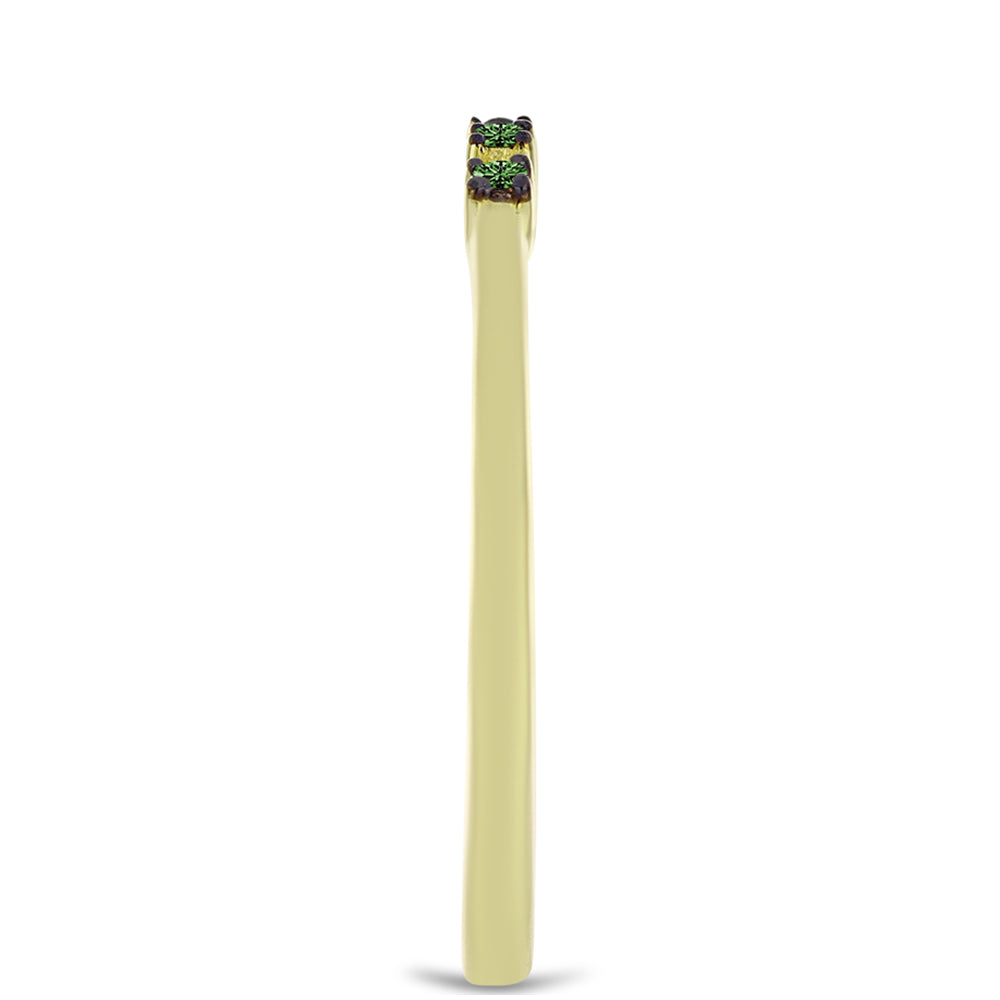 Anel de Prata com Banho de Ouro com Diamante Verde 4 