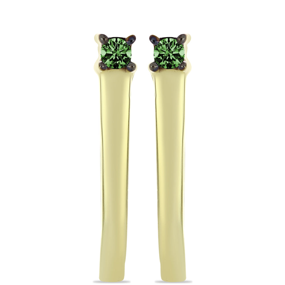Brincos de Prata com Banho de Ouro com Diamante Verde 1 