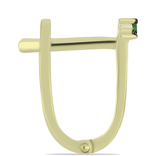 Brincos de Prata com Banho de Ouro com Diamante Verde