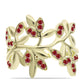 Anel de Prata com Banho de Ouro com Moissanite Vermelho Majestoso  Contraste: Cabeca de Veado (800)