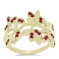 Anel de Prata com Banho de Ouro com Moissanite Vermelho Majestoso  Contraste: Cabeca de Veado (800)
