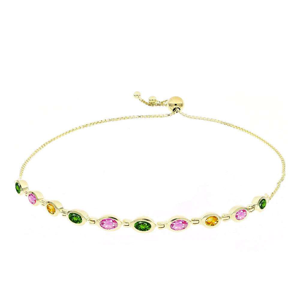 Pulseira de Prata com Banho de Ouro com Turmalina Chakra  Contraste: Cabeca de Veado (800) 1 