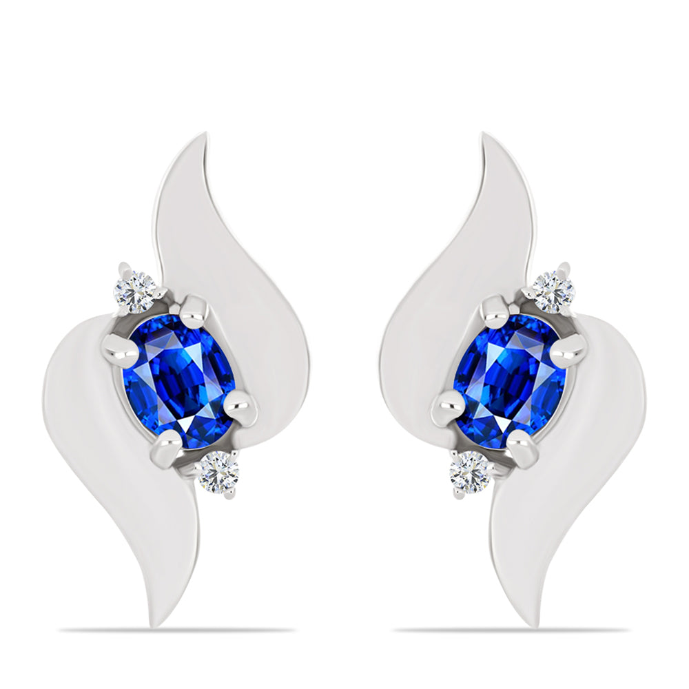 Brincos de Prata com Safira Azul Australiana e Topázio Branco 1 