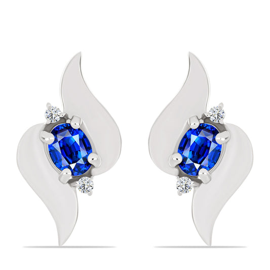 Brincos de Prata com Safira Azul Australiana e Topázio Branco