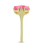 Anel de Prata com Banho de Ouro com Opala Rosa de Lega Dembi da Etiópia e Topázio Branco