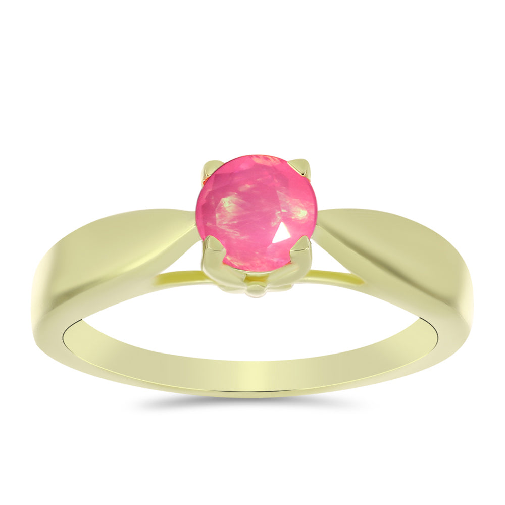 Anel de Prata com Banho de Ouro com Opala Rosa de Lega Dembi da Etiópia 3 