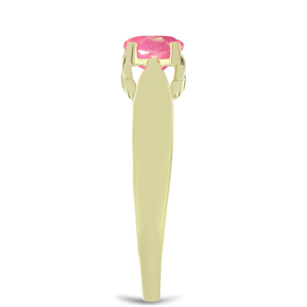 Anel de Prata com Banho de Ouro com Opala Rosa de Lega Dembi da Etiópia 4 