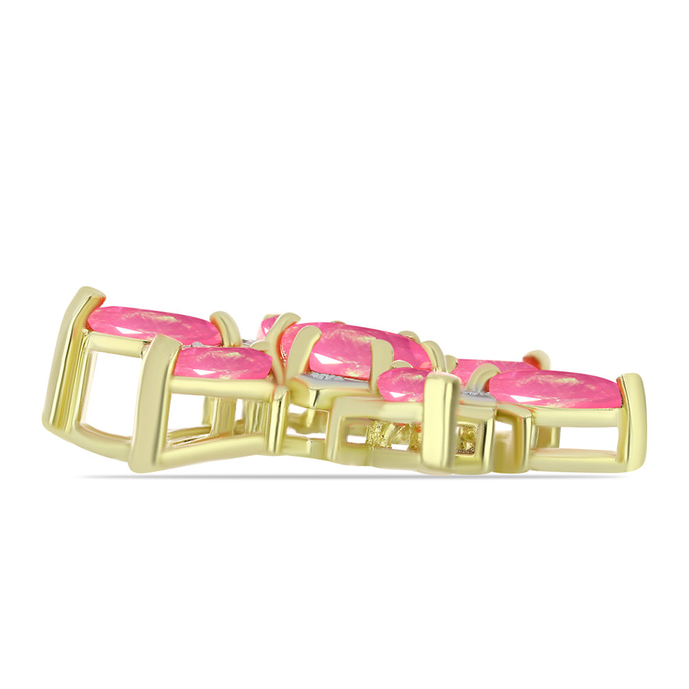 Pendente de Prata com Banho de Ouro com Opala Rosa de Lega Dembi da Etiópia e Topázio Branco 2 