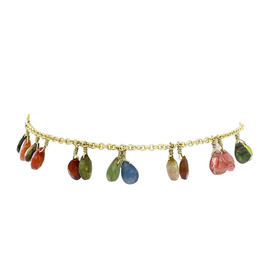 Pulseira de Prata com Banho de Ouro com Turmalina Chakra