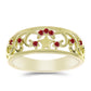 Anel de Prata com Banho de Ouro com Moissanite Vermelho Majestoso  Contraste: Cabeca de Veado (800)