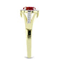 Anel de Prata com Banho de Ouro com Moissanite Vermelho Majestoso e Topázio Branco  Contraste: Cabeca de Veado (800)
