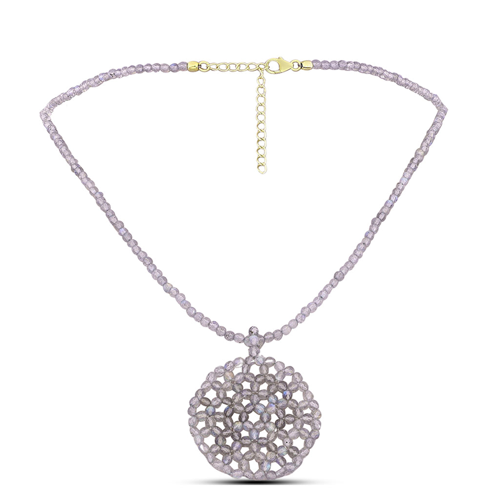 Colar de Prata com Banho de Ouro com Labradorite 1 