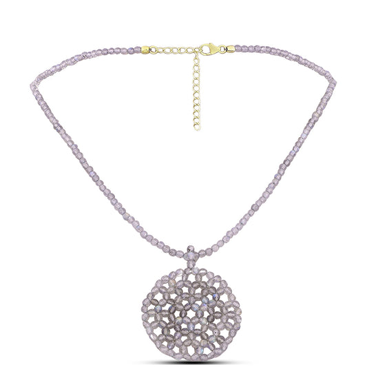 Colar de Prata com Banho de Ouro com Labradorite