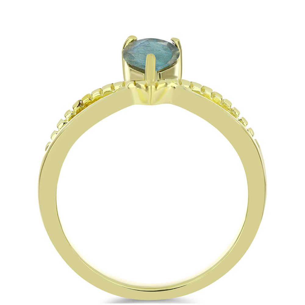 Anel de Prata com Banho de Ouro com Labradorite 2 