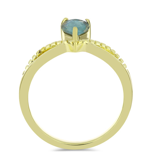 Anel de Prata com Banho de Ouro com Labradorite