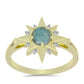Anel de Prata com Banho de Ouro com Labradorite e Topázio Branco  Contraste: Cabeca de Veado (800)