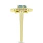 Anel de Prata com Banho de Ouro com Labradorite e Topázio Branco  Contraste: Cabeca de Veado (800)