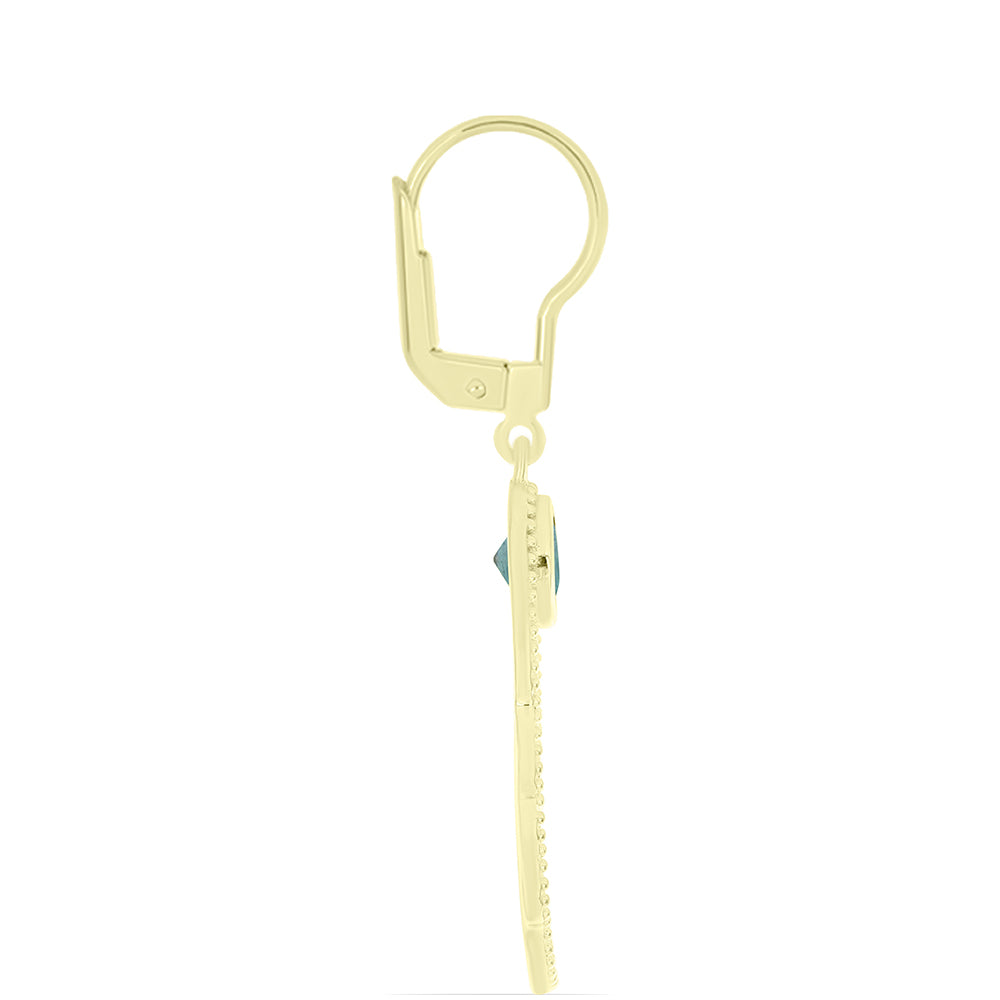 Brincos de Prata com Banho de Ouro com Labradorite