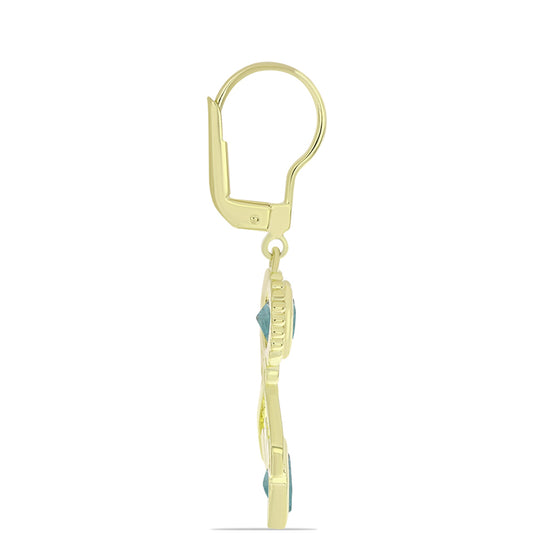 Brincos de Prata com Banho de Ouro com Labradorite