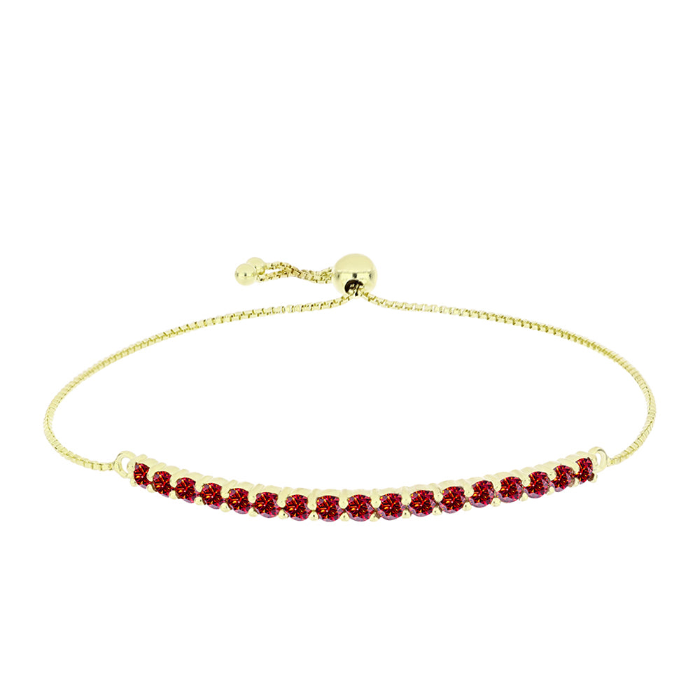 Pulseira de Prata com Banho de Ouro com Moissanite Vermelho Majestoso  Contraste: Cabeca de Veado (800)