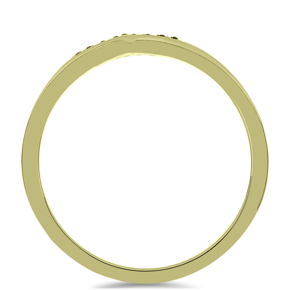 Anel de Prata com Banho de Ouro com Diamante Verde 2 