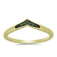 Anel de Prata com Banho de Ouro com Diamante Verde