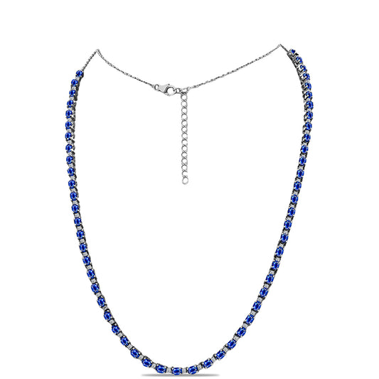 Colar de Prata com Safira Azul Australiana e Topázio Branco  Contraste: Cabeca de Veado (800)