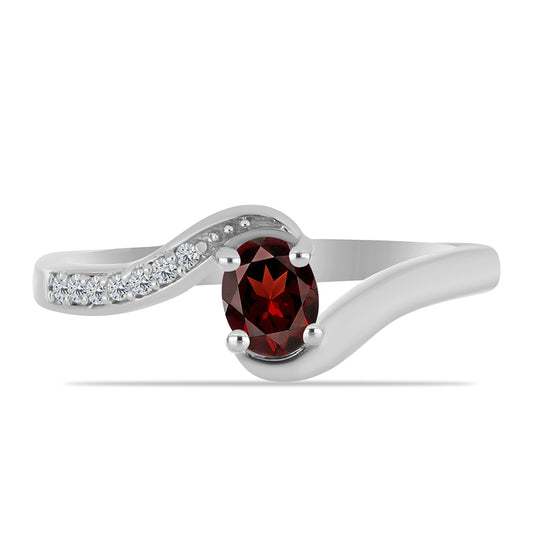 Anel de Prata com Granada de Barton e Topázio Branco