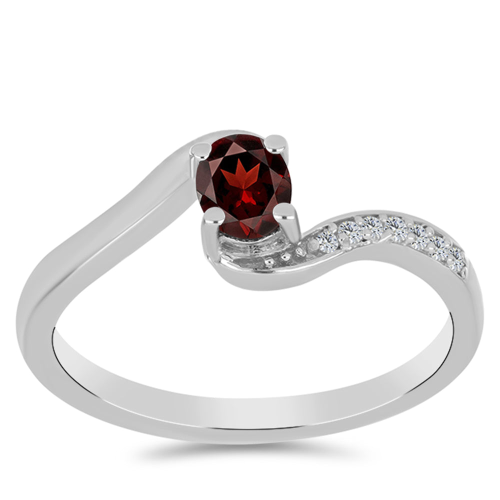 Anel de Prata com Granada de Barton e Topázio Branco 3 