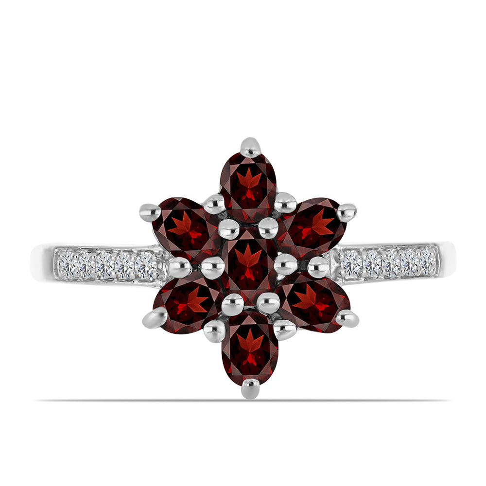 Anel de Prata com Granada de Barton e Topázio Branco 1 