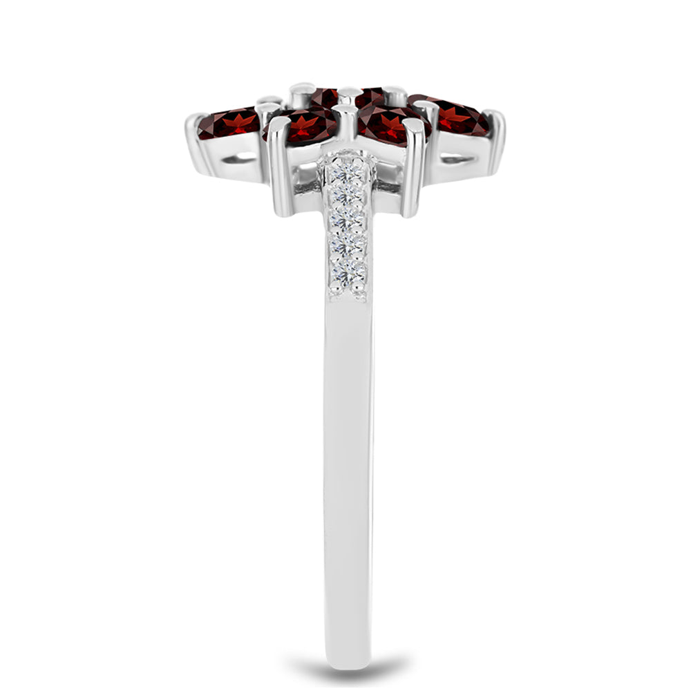 Anel de Prata com Granada de Barton e Topázio Branco 4 