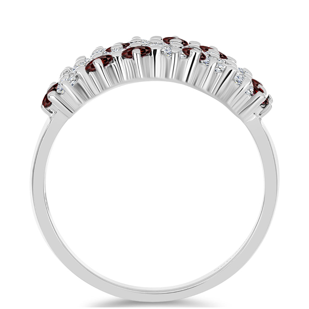 Anel de Prata com Granada de Barton e Topázio Branco 4 