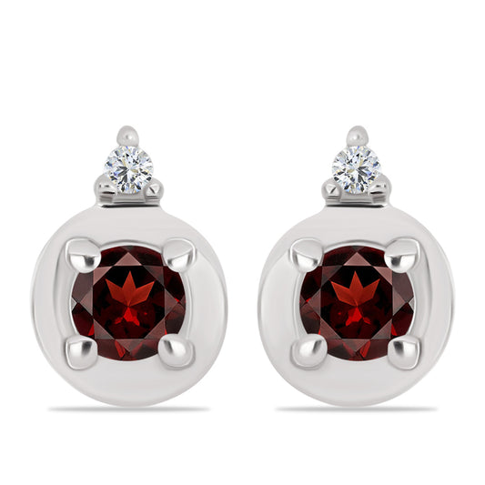 Brincos de Prata com Granada de Barton e Topázio Branco