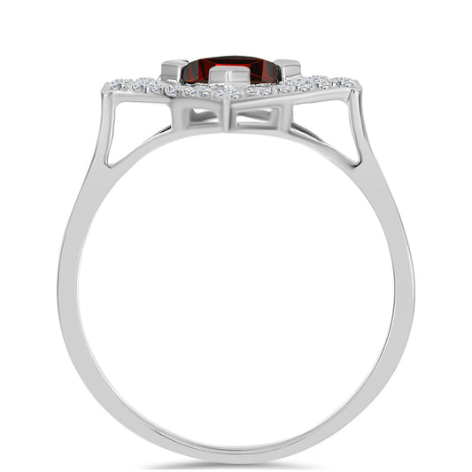 Anel de Prata com Granada de Barton e Topázio Branco