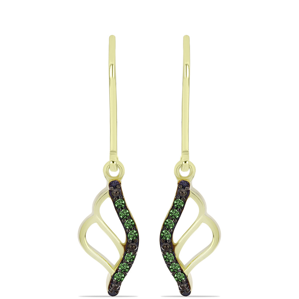Brincos de Prata com Banho de Ouro com Diamante Verde 1 