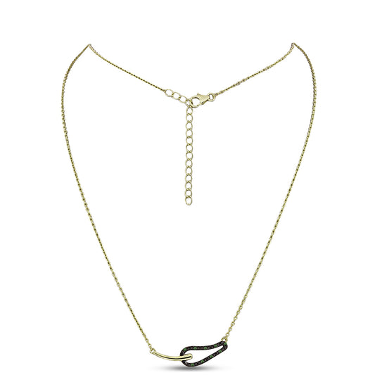 Colar de Prata com Banho de Ouro com Diamante Verde  Contraste: Cabeca de Veado (800)